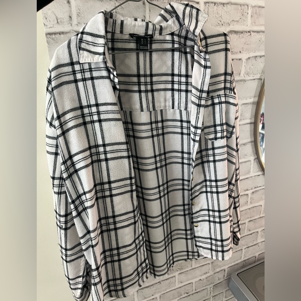 2 set plaid button up cardigan red and white comes with both
